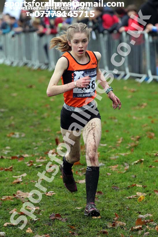 Girls under-15s, 2019 European Cross Country Trials and British Cross Challenge, Sefton Park, Liverpool.  Photo: David T. Hewitson/Sports for All Pics